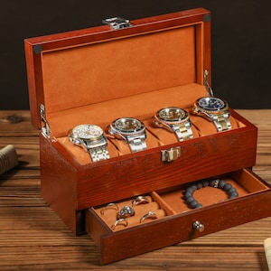 Personalized Watch Box for Men, Engraved Wooden Watch Box, Watch Case, Watch Storage Jewelry Box Men, Groomsmen Gifts, Fathers Day Gift