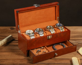 Personalized Watch Box for Men, Engraved Wooden Watch Box, Watch Case, Watch Storage Jewellery Box Men, Groomsmen Gifts, Fathers Day Gift