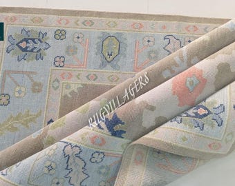 sand beige Classic Tree of life Modern Designer Soft Oushak Turkish Style Wool oushak, CUSTOMIZE in Any Size