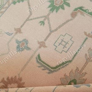 modern cream and green oushak rug 8x10/9x12/10x14 Hand Knotted Oushak, Vintage Pastel Oushak Rug with Floral Elegance