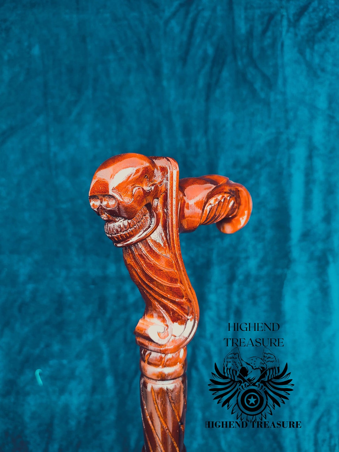 Handmade Skull Cane Wooden Walking Stick Ergonomic Palm Grip Etsy