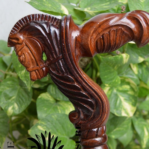 Horse Head Walking Stick Handmade Wood Carved Horse Walking Etsy