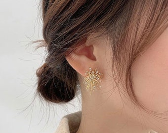 Boucles d'oreilles clip non perçantes scintillantes Fireworks, clip d'oreille spiralé moustique, manchette - Clips de boucle d'oreille, boucle d'oreille argent et or