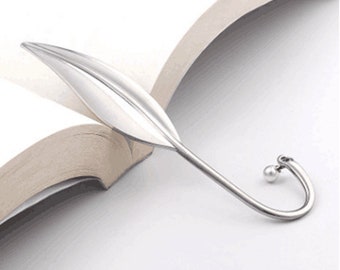 Silver Bookmark Swan Neck Feather Bookmark Handmade Shiny and Elegant