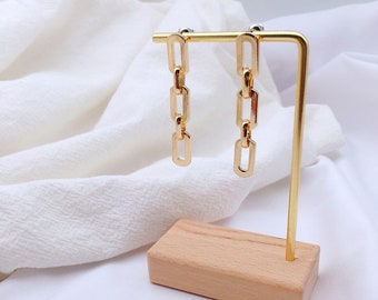 Clip sur boucles d’oreilles à chaîne, boucles d’oreilles non percées à longue chaîne, boucle d’oreille à clips de manchette, clip d’oreille invisible, boucles d’oreilles sans douleur, cadeau pour elle