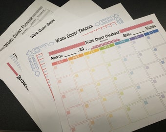 Schreibhilfe - Monatlicher Word Count Tracker und Planer Set Sofort Download