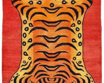HAND TUFTED CARPET - Tibetan Tiger Wool Carpets, Lion Skin Carpet, Lion Wool Carpets, Gold Rugs Carpet, Wool Lion Carpet, Home Decor Carpets