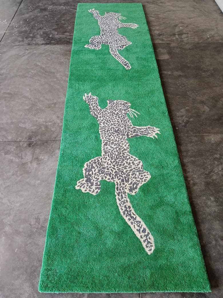 Leopard Area Rug Animal Print Rug Green Area Rug Carpet Etsy