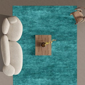Hand-Tufted Wool Area Rug: Turquoise Green Solid Design