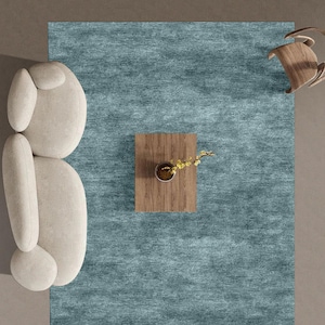 Hand-Tufted Turquoise Wool Rug: Large Area Rug for Living Room