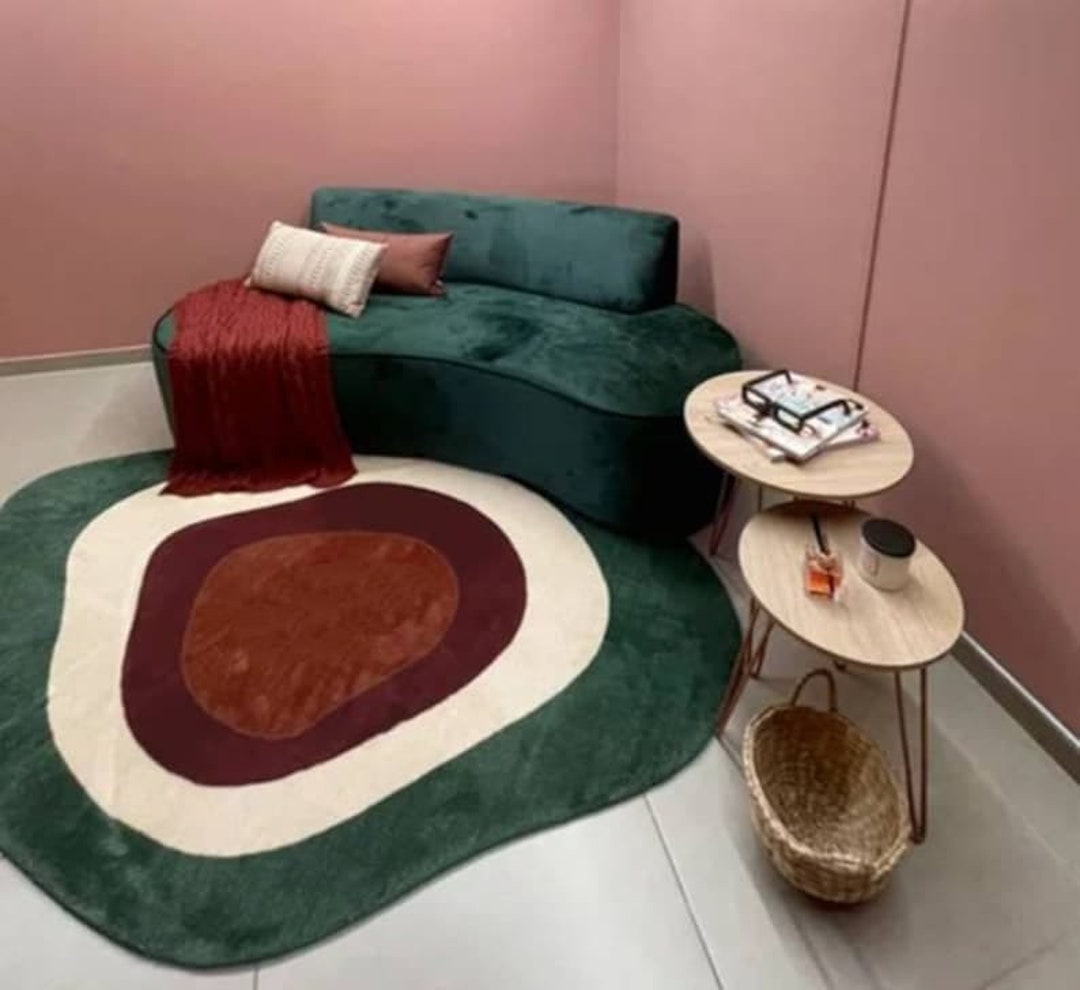 Handmade Oval Irregular Shape Hand Tufted Rug 100 Woolen Rug 2x3 3x5