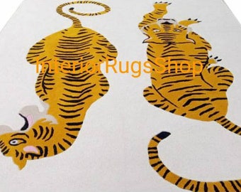 HAND TUFTED TEPPICH - Tibetischer Tigerwolle Teppich, Löwenhaut Teppich, LöwenWolle Teppich, Wolle Löwe Teppich, Home Decor Teppich, Löwe Print Teppich