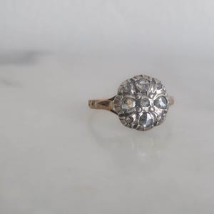 Antique French Georgian 18K Solid Gold and Rose Cut Diamond Quatrefoil Ring c. 1810