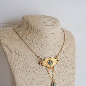 Collar antiguo francés de Napoleón III con cadena desmontable