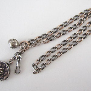 Victorian Niello und Rosegold Vermeil Silber Halskette und Medaillon