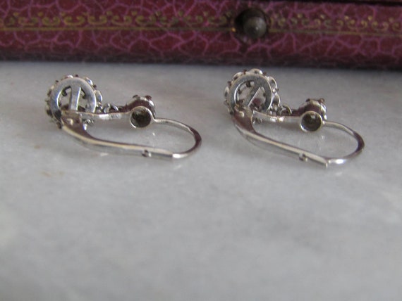 Antique 18k White Gold Trembluese Drop Earrings c… - image 3