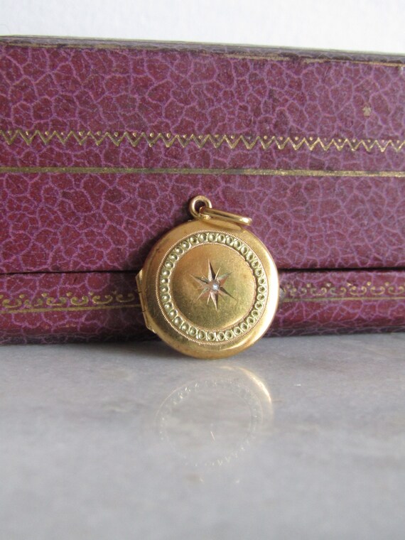 Médaillon Antique Français En Or 18 Carats époque Édouardienne - Avec Cloison En Verre, Perle, Occasion