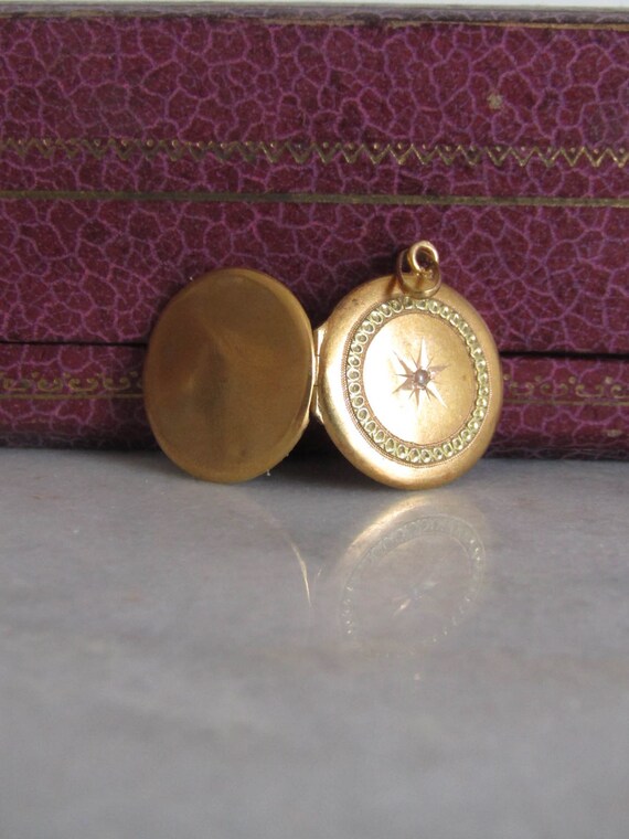 Médaillon Photo Antique Français En Or 18 Carats - Époque Édouardienne, Avec Cloison En Verre Et Perle