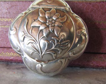 Antique Silver Art Nouveau Edelweiss French Power Box Pendant