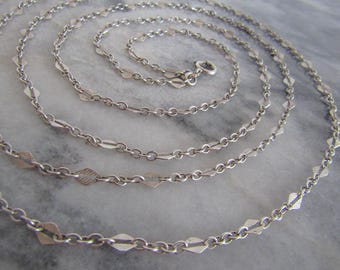 アールデコ 800 シルバー ガードチェーン：56インチ ロゼンジリンク