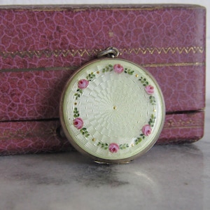 Antique Swiss Enamel Guilloche Hand Painted Locket