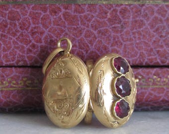 Antique Mid-Victorian French Garnet Locket c. 1860