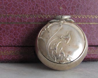 Antique Gold Washed Silver Art Nouveau Powder Box Pendant c. 1900