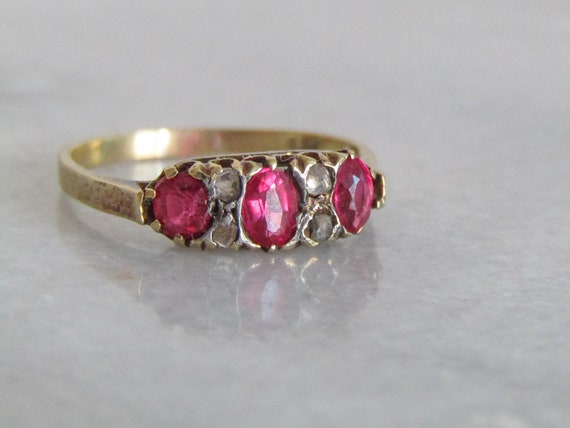 Bague Ancienne En Or Rose 18 Carats - Taille 52, Sertie, Bon état Vintage