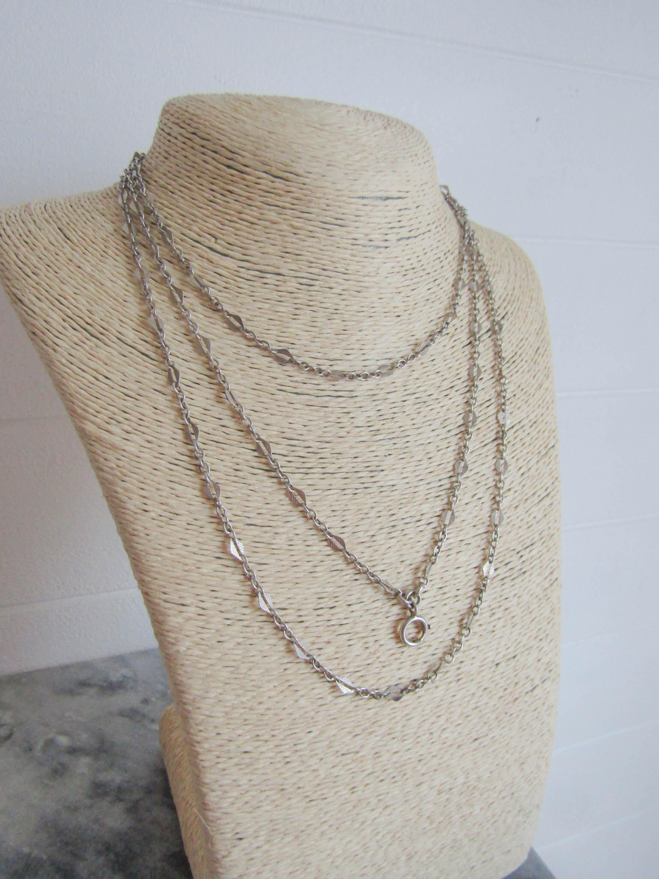 アールデコ 800 シルバー ガードチェーン：56インチ ロゼンジリンク