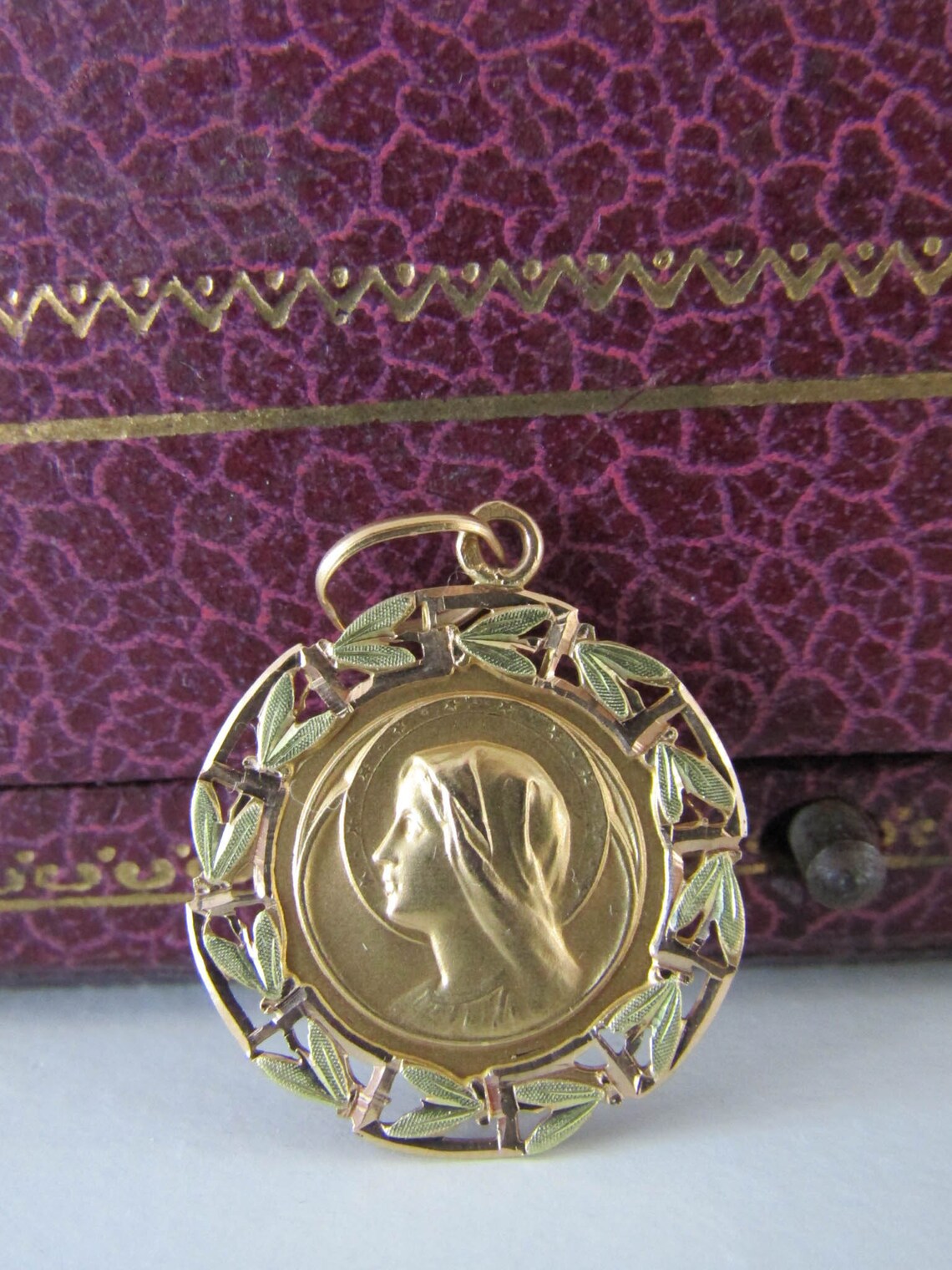 18k Gold Antique Religious Medal Virgin Mary Two Gold Medal Etsy