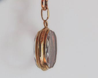Antique Victorian Napoleon III Rock Crystal Shaker Locket c. 1850