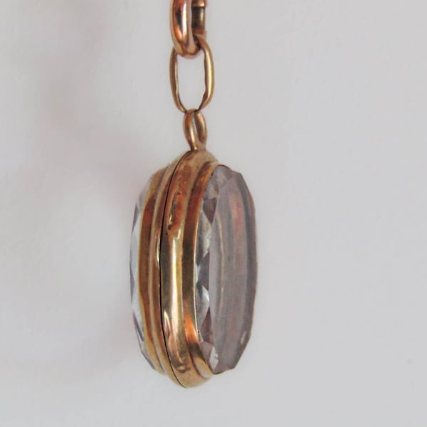 Antique Victorian Napoleon III Rock Crystal Shaker Locket c. 1850