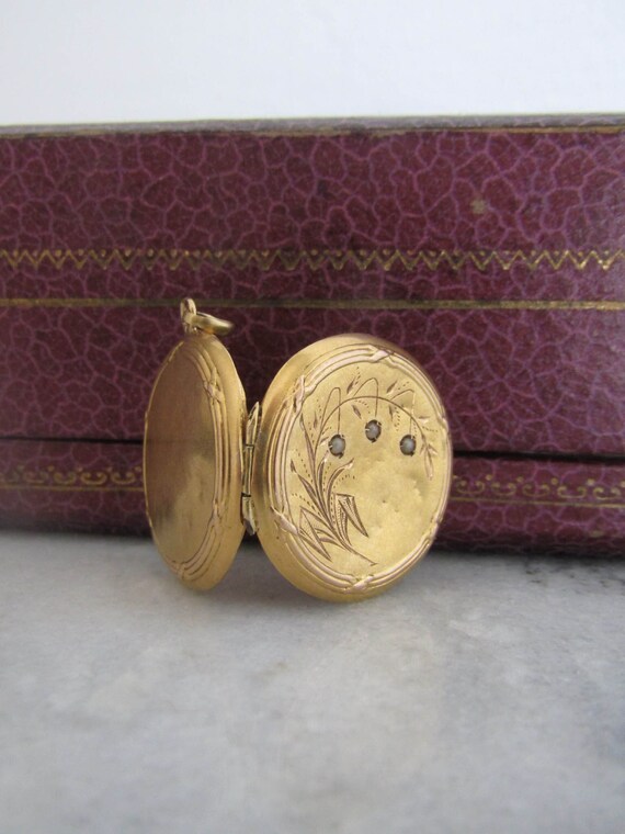 Art Nouveau Lily of the Valley Locket, Antique Fr… - image 8
