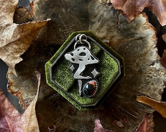 Mushroom Lady Pendant with Ocean Jasper