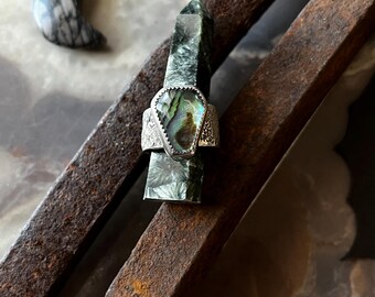 Abalone Coffin Ring - size 6.5