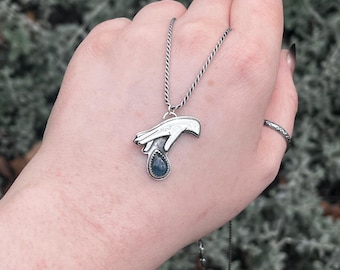 Hand Dangling Teal Kyanite Necklace