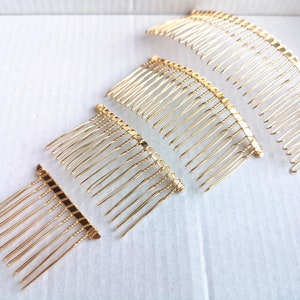 Peine para el cabello de metal dorado, peine para velo de novia, accesorio de boda, peine para velo hecho a mano, peine de metal corto/largo
