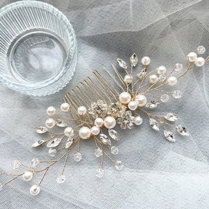 Bridal Vintage Pearl rhinestone hair comb,Bridesmaid headband,Wedding crystal hair Accessories,Metal braired headband,Silver Party gift