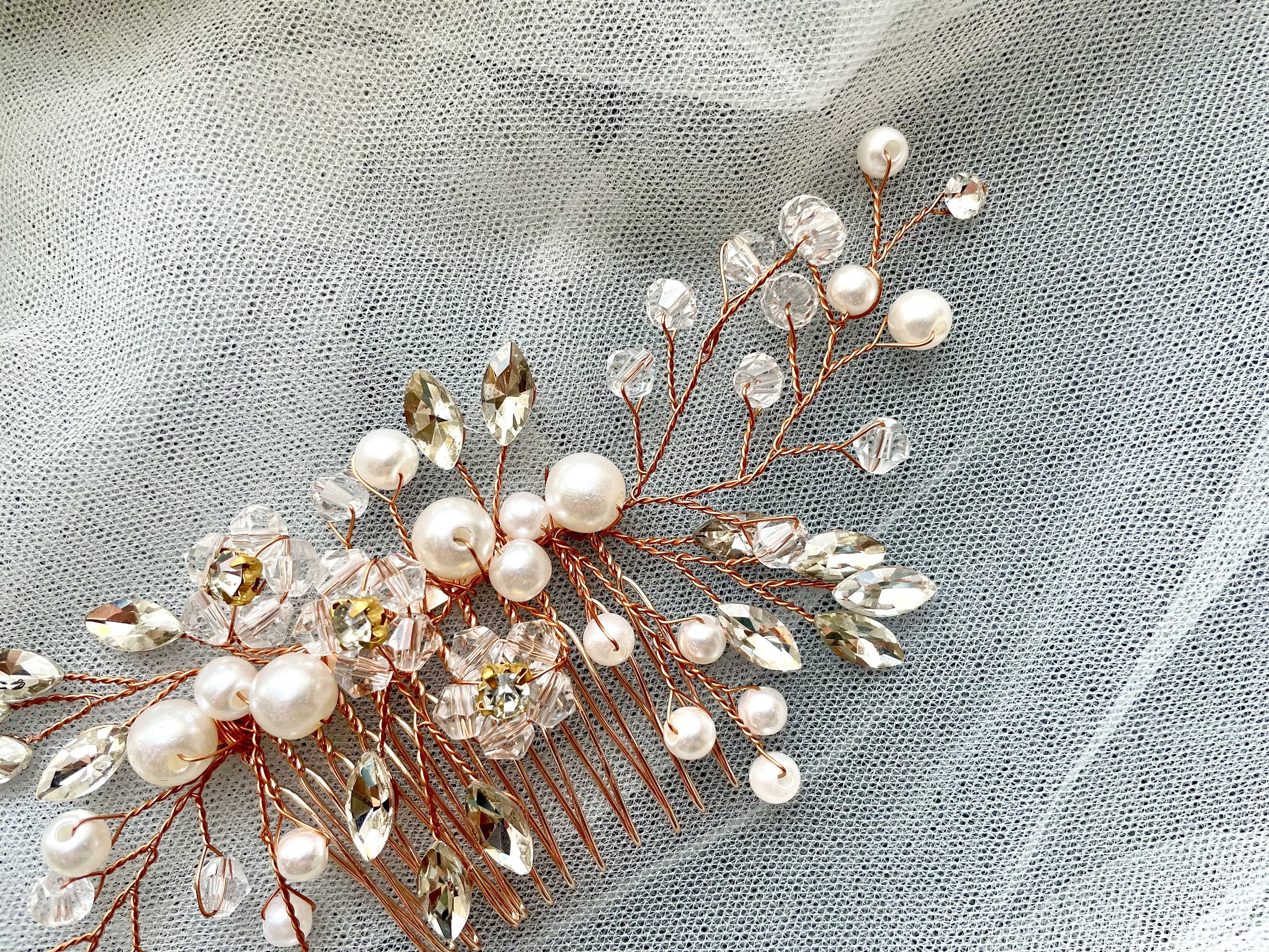 Pettine per capelli da sposa in stile Art Déco: accessorio per capelli da sposa con strass argentati e perle - Italia