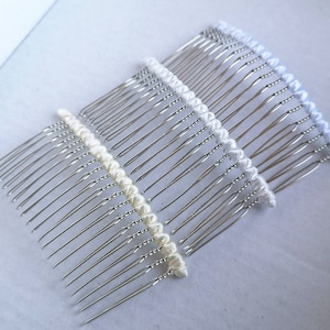 Satin Wrapped Comb,Wedding veil comb,Metal Comb,White Ivory Champagne