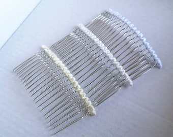 Satin Wrapped Comb,Wedding veil comb,Metal Comb,White Ivory Champagne