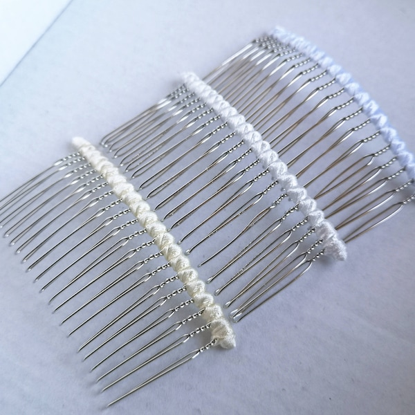 Satin Wrapped Comb,Wedding veil comb,Metal Comb,White Ivory Champagne