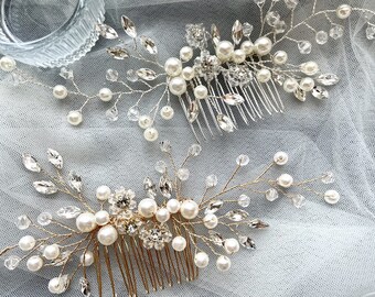 Wedding  rhinestone braired headpiece,Bridal Vintage crystal Hair Comb,Bridesmaid Party gift,Pearl Silver Hair Comb,Rose gold,Metal headband