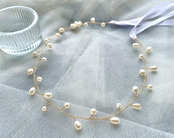Vintage Bridal Pearl Floral Headpiece,Wedding accessories,Party Headpiece,Women headband,Bridesmaid Headpiece,Metal hair vine Headband