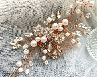 Vintage Rose gold braired headband,Bridal Pearl crystal Haircomb,Wedding rhinestone hairband,Metal headband gift,Silver Bridesmaid headband