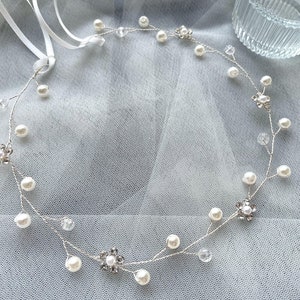 Braut Vintage Perlen Haarband, Hochzeit Haarband, Silber Strass Haarband, Brautjungfer Haarschmuck, Geflochtenes Haarband, Frauen Haarband