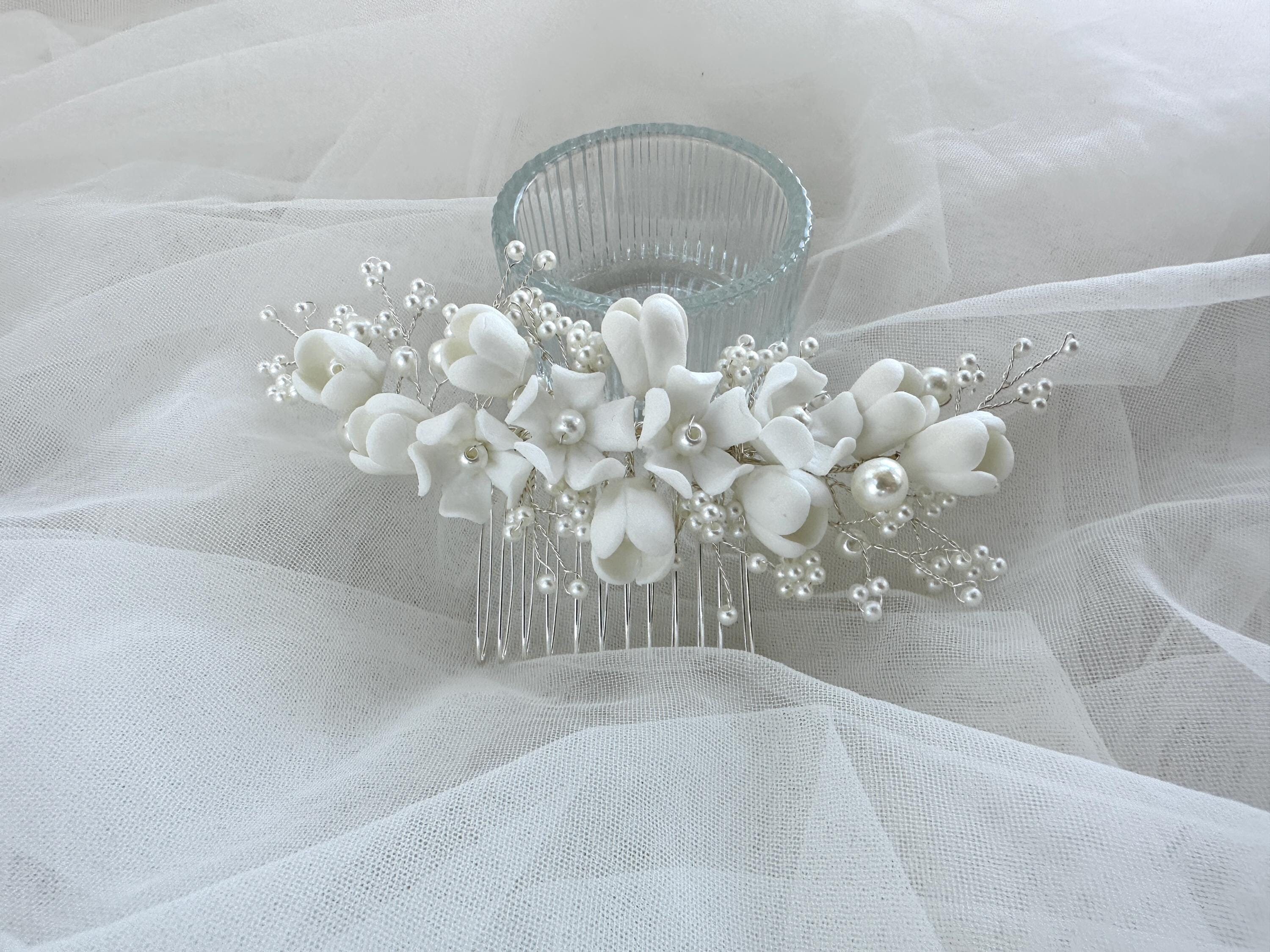 Elegant Bridal Hair Comb,ceramic Flowers Wedding Hair Comb 