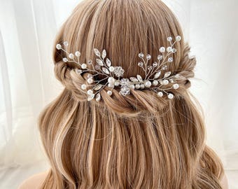 Bridal Hair Comb,Silver Crystal Hair Comb,Bridal Comb Boho,Handmade Comb,Handmade Hair Piece,Pearl Bridal Comb,Hair Accessories