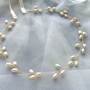 Vintage Braut Perle Kopfschmuck, Hochzeit Accessoires, geflochtenes Metall Kopfschmuck, Brautjungfer Haarband, Mädchen Stirnband, Party Stirnband, Frauen Stirnband