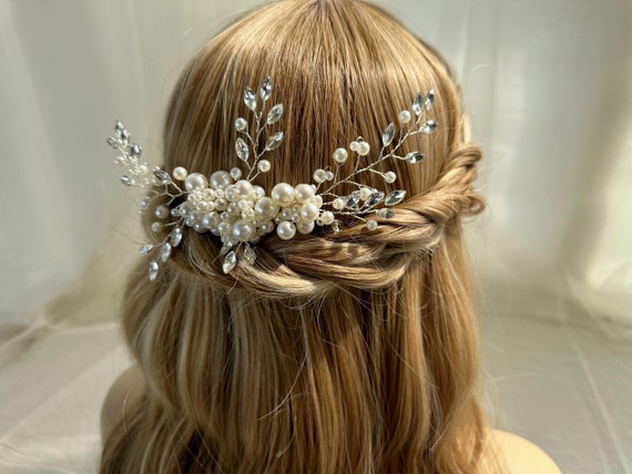 Silver Hair Comb,pearl Bridal Hair Comb,wedding Rhinestone  display picture 2